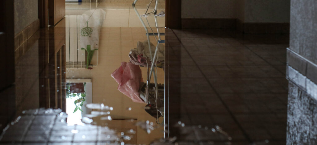 Water on flooded floor